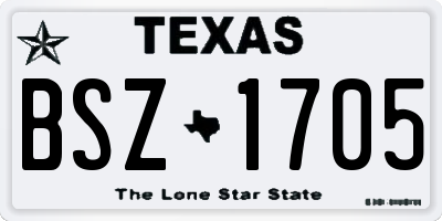 TX license plate BSZ1705