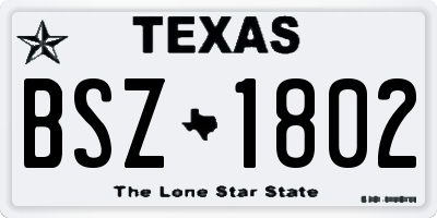 TX license plate BSZ1802