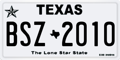 TX license plate BSZ2010