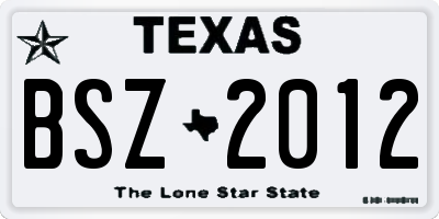 TX license plate BSZ2012