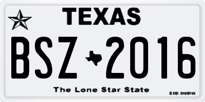 TX license plate BSZ2016