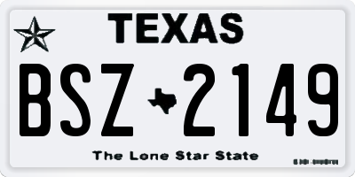 TX license plate BSZ2149