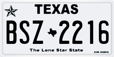 TX license plate BSZ2216
