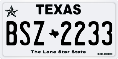 TX license plate BSZ2233