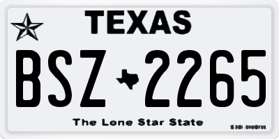 TX license plate BSZ2265