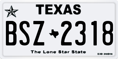 TX license plate BSZ2318