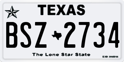 TX license plate BSZ2734