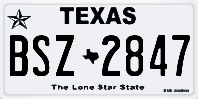 TX license plate BSZ2847