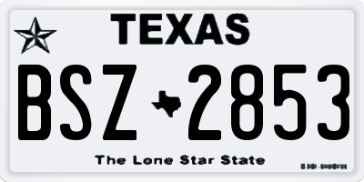 TX license plate BSZ2853