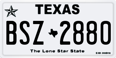 TX license plate BSZ2880