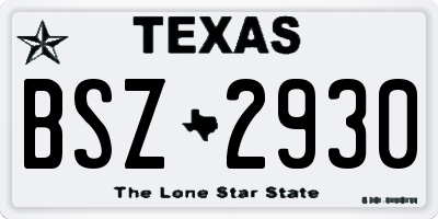 TX license plate BSZ2930