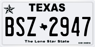 TX license plate BSZ2947