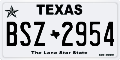 TX license plate BSZ2954