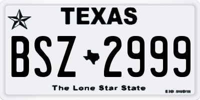 TX license plate BSZ2999
