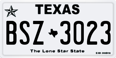 TX license plate BSZ3023