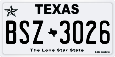 TX license plate BSZ3026