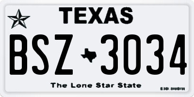 TX license plate BSZ3034