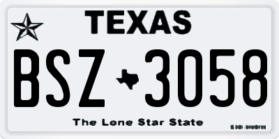 TX license plate BSZ3058