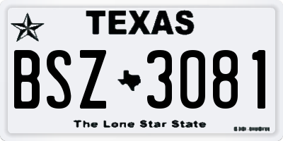 TX license plate BSZ3081