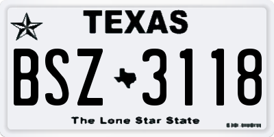 TX license plate BSZ3118