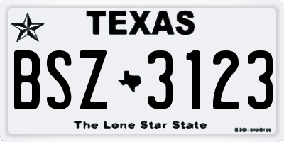 TX license plate BSZ3123