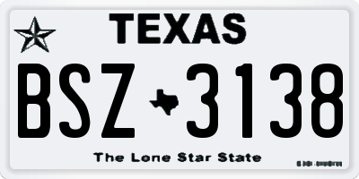 TX license plate BSZ3138