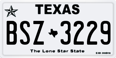 TX license plate BSZ3229
