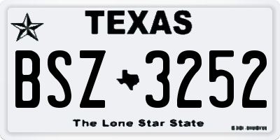 TX license plate BSZ3252