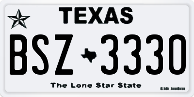 TX license plate BSZ3330