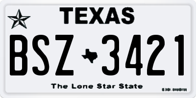 TX license plate BSZ3421