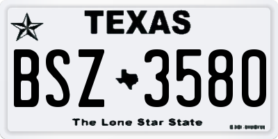 TX license plate BSZ3580