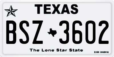 TX license plate BSZ3602