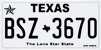 TX license plate BSZ3670