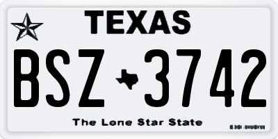 TX license plate BSZ3742