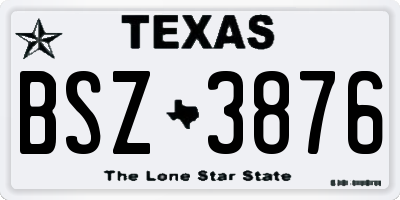 TX license plate BSZ3876