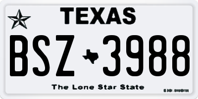 TX license plate BSZ3988
