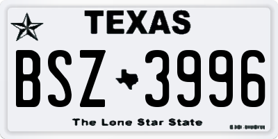 TX license plate BSZ3996