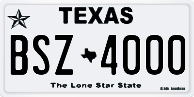TX license plate BSZ4000