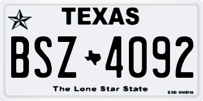 TX license plate BSZ4092
