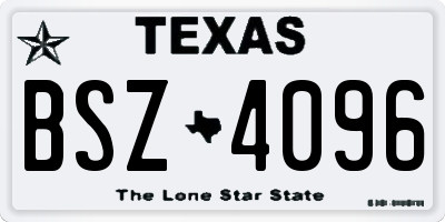 TX license plate BSZ4096