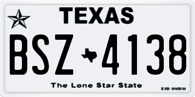 TX license plate BSZ4138