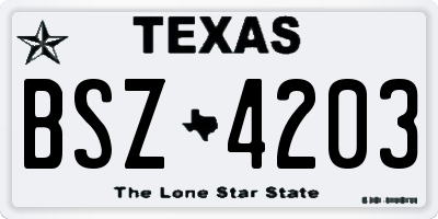 TX license plate BSZ4203