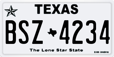 TX license plate BSZ4234