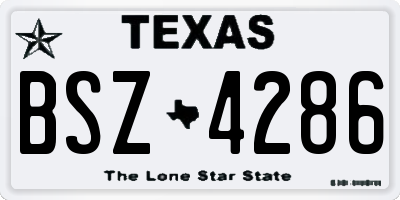 TX license plate BSZ4286