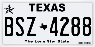TX license plate BSZ4288