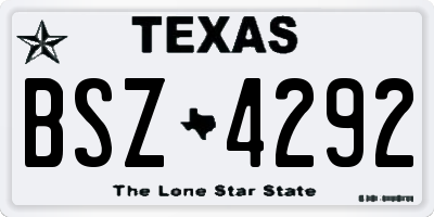 TX license plate BSZ4292