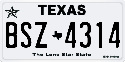 TX license plate BSZ4314