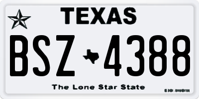 TX license plate BSZ4388