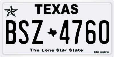 TX license plate BSZ4760