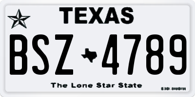 TX license plate BSZ4789
